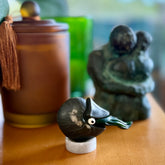 Hand carved New Zealand Jade Nautilus sculpture with Argillite, Bone and Buffalo Horn eyes and Marble stand. Hand made Jade Nautilus sculpture.